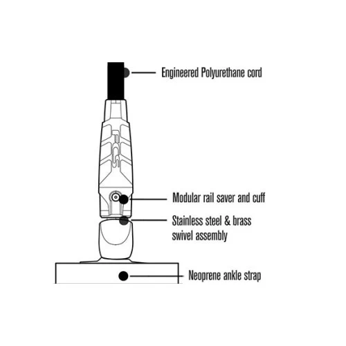 FCS All Round Essential Longboard Leash 9ft Ankle - White Black 2 FCS All Round Essential Longboard Leash 9ft Ankle - White Black - Image 2
