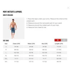 Jobe Neoprene Short -Water Sports Equipment jobe mens wetsuit size table 500x500 1